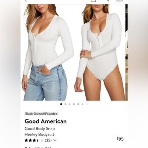 Good American White Snap Bodysuit